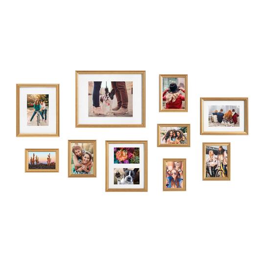 Kate and Laurel Gold Adlynn Glam Wall Picture Frame Set